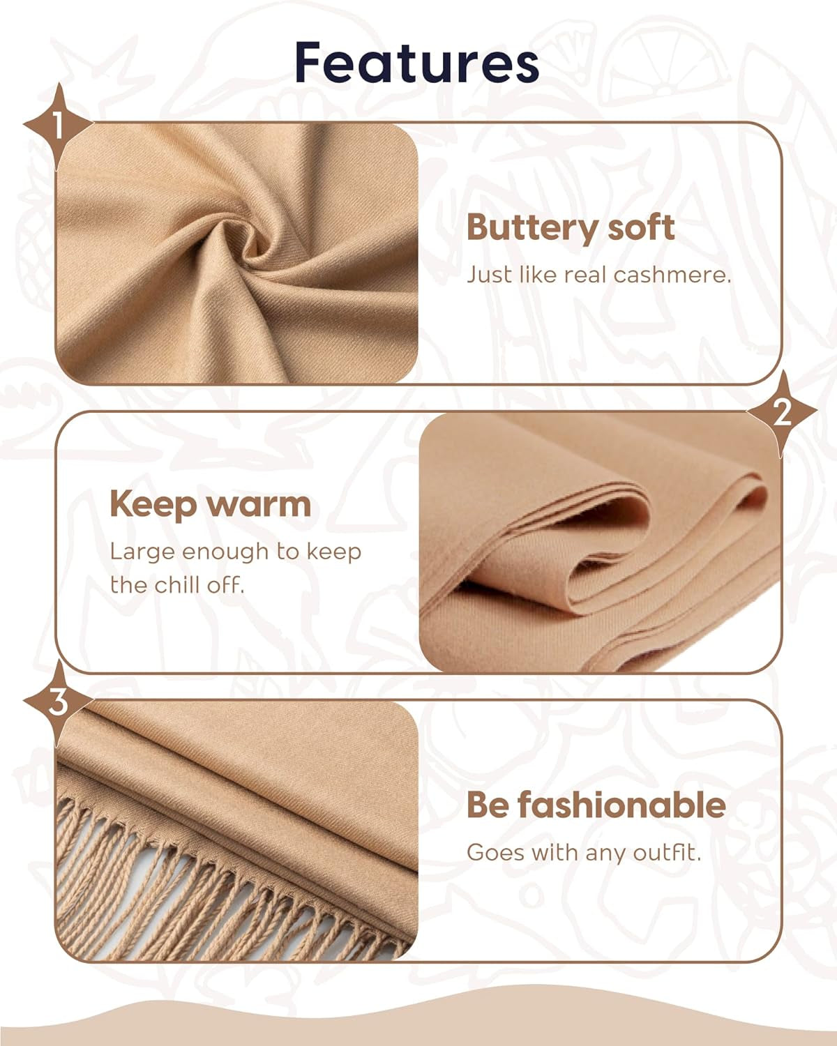 Pashmina Shawl for Women – Soft Lightweight Wrap for Wedding, Travel, Evening, Party – Elegant Scarf for All Seasons